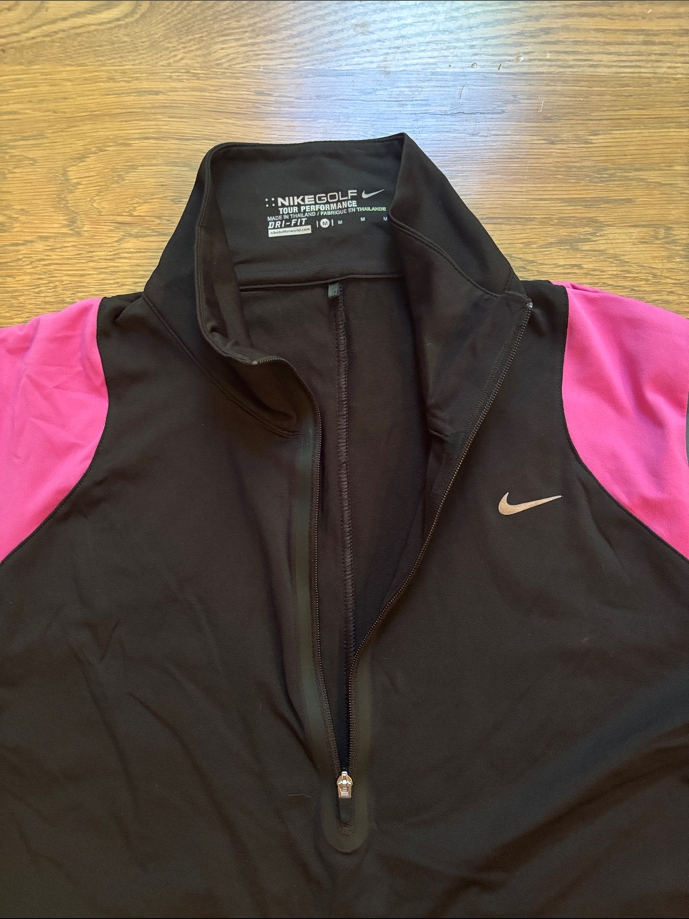 Nike Black and Pink Long-Sleeve Dri-FIT Half-Zip Pullover